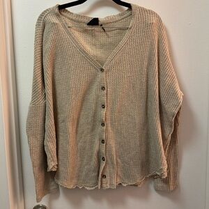 Urban Outfitters Out From Under Oversized Waffle Knit Thermal Button Cardigan